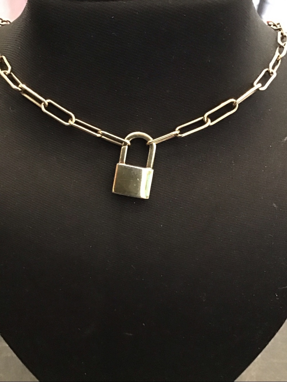 Gold Padlock Link Chain Necklace - Women Jewelry